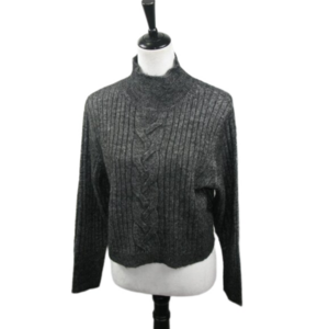 Ophelia Roe Black Mock Neck Cropped Sweater Size XL